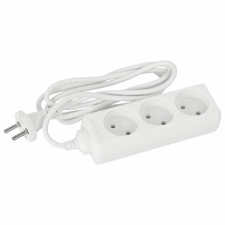 Удлинитель сетевой Sonnen U-131, 3 розетки, без заземления, 10 А, 1,8 м, 511428