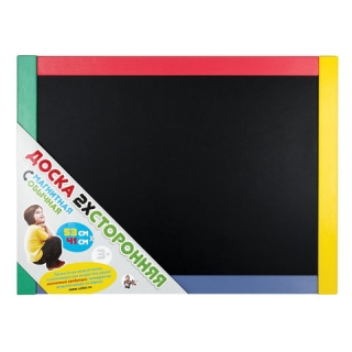 Доска двусторонняя для мела и магнитно-маркерная (53х41 см), деревянная рамка, в сумке, 10 КОРОЛЕВСТВО, 01892