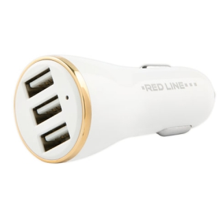 Зарядное устройство Автомобильное Red line Lux Z3, 3 порта USB, выходной ток 3,4 А, белое, УТ000010361