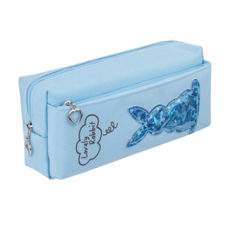 Пенал-косметичка Юнландия, 2 отделения, полиэстер, Зайка, голубой, 20х7х9 см, 228987