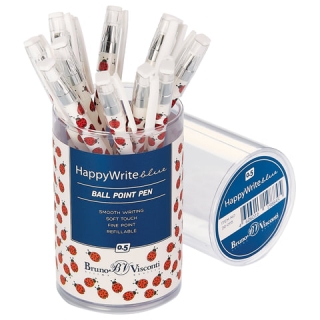 Ручка шариковая Bruno Visconti HappyWrite, синяя, Божьи коровки, узел 0,5 мм, линия письма 0,3 мм, 20-0115