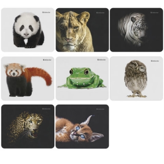 Коврик для мыши Defender Wild Animals, резина+джерси, 220x180x2 мм, 8 видов, 50803