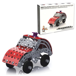 Конструктор металлический Машинка, с подвижными деталями, 138 элементов, Десятое королевство, 02029