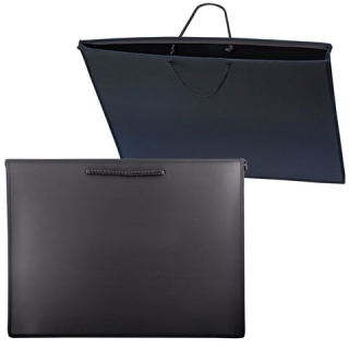 Папка для рисунков и чертежей Пчелка А3+, 460х343 мм, с ручками, пластик, черная, ПМ-А3-35