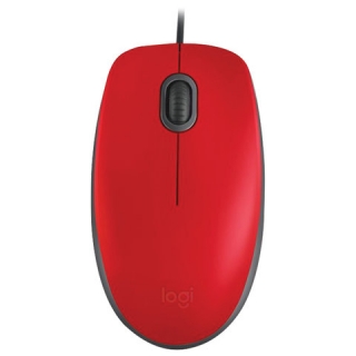 Мышь проводная Logitech M110,USB, 2 кнопки+1 колесо-кнопка, оптическая, красная, 910-005489