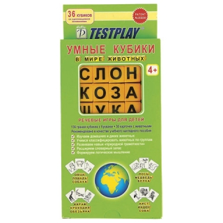 Пособие учебное "Умные кубики. В мире животных", для обучения чтению, СМЫШЛЕНЫЙ, Т-0299