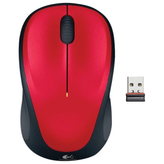 Мышь беспроводная Logitech M235, 2 кнопки+1 колесо-кнопка, оптическая, красно-чёрная, 910-002496
