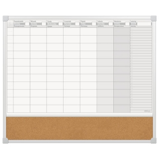 Доска-планинг на неделю магнитно-маркерная/пробковая (60x50 см), алюминиевая рамка, ECO, 2х3, TPC03/C65