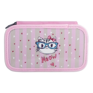 Пенал Юнландия, 3 отделения, ламинированный картон, тканевый торец, 20х11 см, Meow, 228112