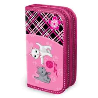 Пенал Brauberg, 2 отделения, металлизированный картон, конгрев, 19х11 см, Котята, 103699