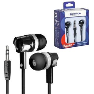 Наушники Defender Basic 609, проводные, 1,1 м, стерео, вкладыши, черные, 63609