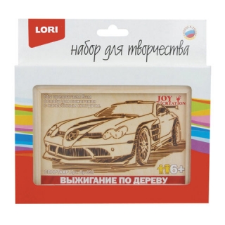 Доска для выжигания в рамке Спорткар, основа из фанеры, рамка 10х15 см, LORI, Вр-059