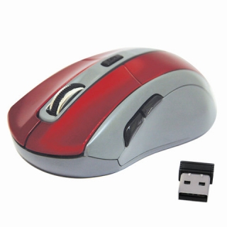Мышь беспроводная Defender Accura MM-965, USB, 5 кнопок + 1 колесо-кнопка, оптическая, красно-серая, 52966