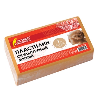 Пластилин скульптурный Остров Сокровищ, телесный, 1 кг, мягкий, 227470
