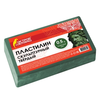 Пластилин скульптурный Остров Сокровищ, оливковый, 0,5 кг, твердый, 104816