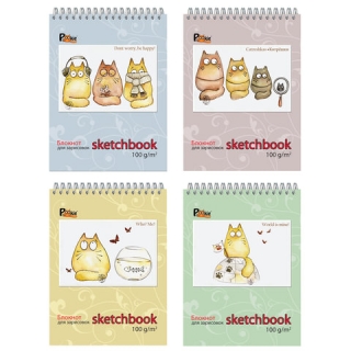 Скетчбук ПОЛИНОМ, белая бумага 100 г/м2, 155х205 мм, 60 л., гребень, жёсткая подложка, 23с7