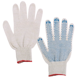 Перчатки хлопчатобумажные, Комплект 5 пар, 7,5 класс, 46-48 г, 166 текс, ПВХ-точка, Лайма ГОСТ, 4 нити, белые, 603580