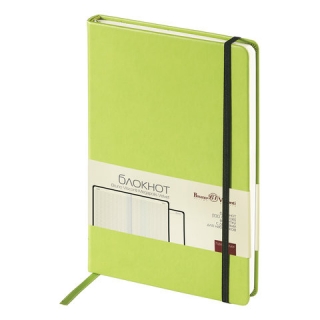 Бизнес-Блокнот, А5, 100 л., твердая обложка, под кожу Velvet, на резинке, Bruno Visconti, Салатовый, 3-525/09