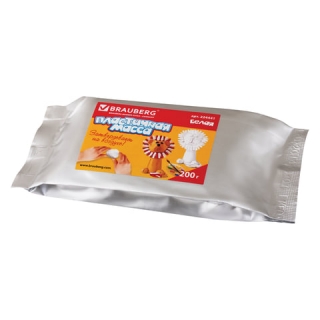 Паста (масса) для моделирования и лепки Brauberg, отвердевающая, 200 г, белая