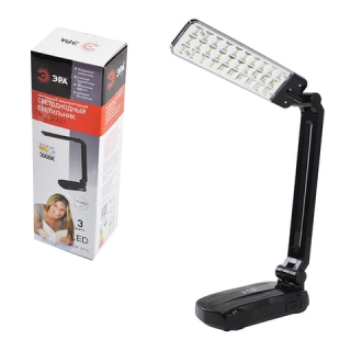 Светильник настольный ЭРА NLED-421, на подставке, Светодиодный, Аккумуляторный, 3 Вт, черный, NLED-421-3W-BK