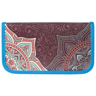 Пенал 2 отделения Brauberg, для учениц начальной школы, ламинированный картон, Орнамент, 19х11 см, 104569