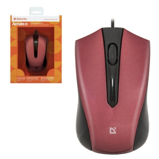 Мышь проводная Defender Accura MM-950, USB, 2 кнопки + 1 колесо-кнопка, оптическая, чёрно-красная, 52951