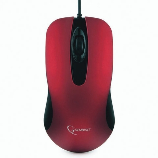 Мышь проводная бесшумная Gembird MOP-400-R, USB, 2 кнопки + 1 колесо-кнопка, красная