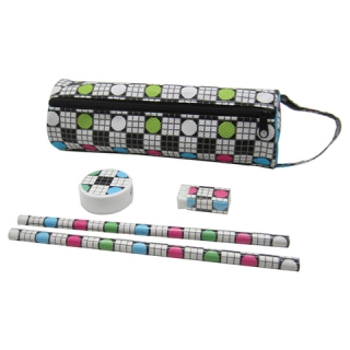 Пенал-косметичка Brauberg, с наполнением (2 карандаша, точилка, резинка), Фьюжн, 20х6х6 см, 225533