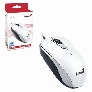 Мышь проводная Genius DX-110, USB, 2 кнопки + 1 колесо-кнопка, оптическая, белая, 31010116102