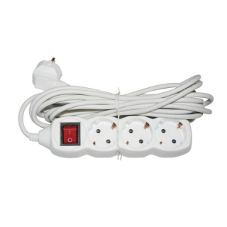Удлинитель сетевой Sonnen U-133GS, 3 розетки, c заземлением, выключатель, 10 А, 3 м, 511434