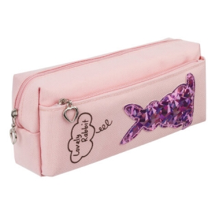 Пенал-косметичка Юнландия, 2 отделения, полиэстер, Зайка, розовый, 20х7х9 см, 228988