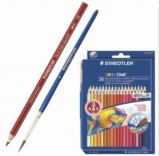 Набор цветных акварельных карандашей Staedtler "Noris Club" акварельные, 36 цветов с кистью, 144 10ND3603