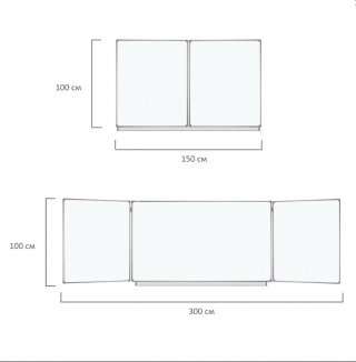 Доска магнитно-маркерная 3-х элементная 100х150/300 см, 5 рабочих поверхностей, белая, STAFF, 238010