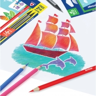 Цветные карандаши пластиковые Berlingo "Корабли", 12цв.+1 ч/г HB, заточен., картон, европодвес