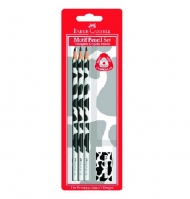 Чернографитные карандаши Faber-Castell Triangular, набор: 3 карандаша (твердость B) и ластик