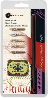Набор Manuscript Oblique Tape (держатель, 5 перьев и футляр для перьев) в блистере