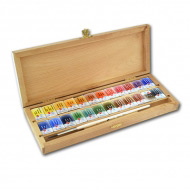 Подарочный набор акварели «Белые ночи» Невская Палитра в деревянной шкатулке, 24 цвета и кисть