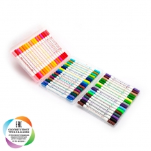 Набор двусторонних маркеров c наконечниками "кисть" и "линер" для рисования, пенал, 48 цветов