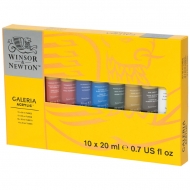 Краски акриловые Winsor&Newton "Galeria", 10 цв, 20 мл/туба, упаковка картон