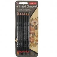 Набор цветных угольных карандашей Derwent Tinted Charcoal, 6 цветов