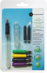 Набор для каллиграфии Manuscript Creative для левшей (ручка, 2 картриджа и 5 перьев) в блистере