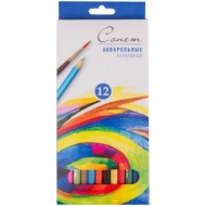 Карандаши акварельные Сонет, 12цв., заточен., картон, европодвес