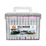 Набор двусторонних маркеров для скетчинга и творчества, пластиковый бокс с ручкой, 108 цветов