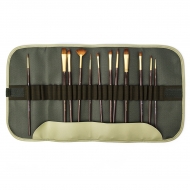 Набор кистей Claude МАЛЕВИЧЪ в пенале-скрутке, оливковый, 12шт.