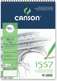 Альбом для графики Canson 1557 Dessin Ja 120г/кв.м 21*29.7см 50листов Малое зерно спираль по короткой стороне