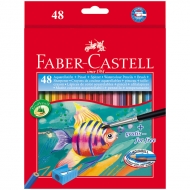 Цветные акварельные карандаши FABER-CASTELL Colour Pencils, 48 цветов, с кисточкой