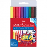 Фломастеры Faber-Castell "Grip", 10цв., трехгранные, смываемые, ПВХ, европодвес