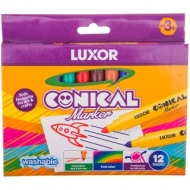Фломастеры Luxor "Conical", 12цв., смываемые, картон, европодвес