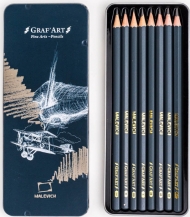 Набор чернографитных карандашей Graf Art Малевичъ, 8 шт., тв. 2Н-8В, металлический пенал