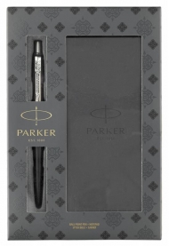 Набор Parker: ручка шариковая "Jotter Bond Street Black CT", 1,0мм и записная книжка, подар. уп.